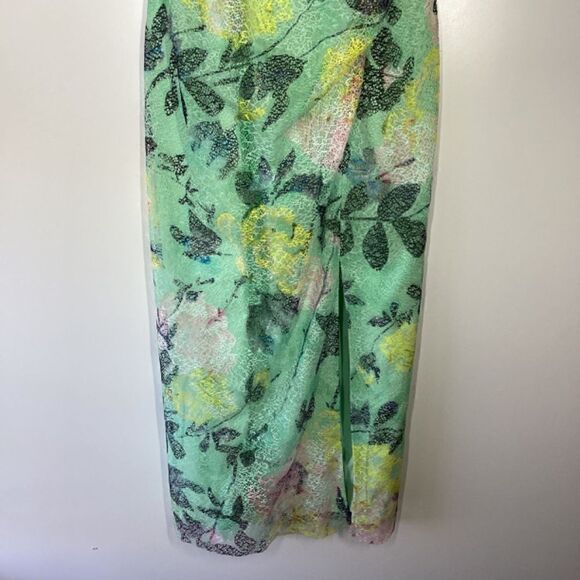 ML Monique Lhuillier Allie Floral Print Lace Midi Dress Off Shoulder Size 2 - Picture 6 of 16